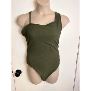 Bodysuit Olive Green Asymmetrical with adjustable straps size XL #0738